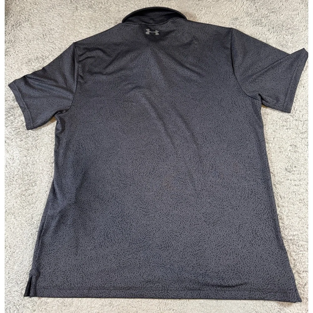 Under Armour Mens The Playoff Polo Shirt Medium Black Gray Pattern Performance